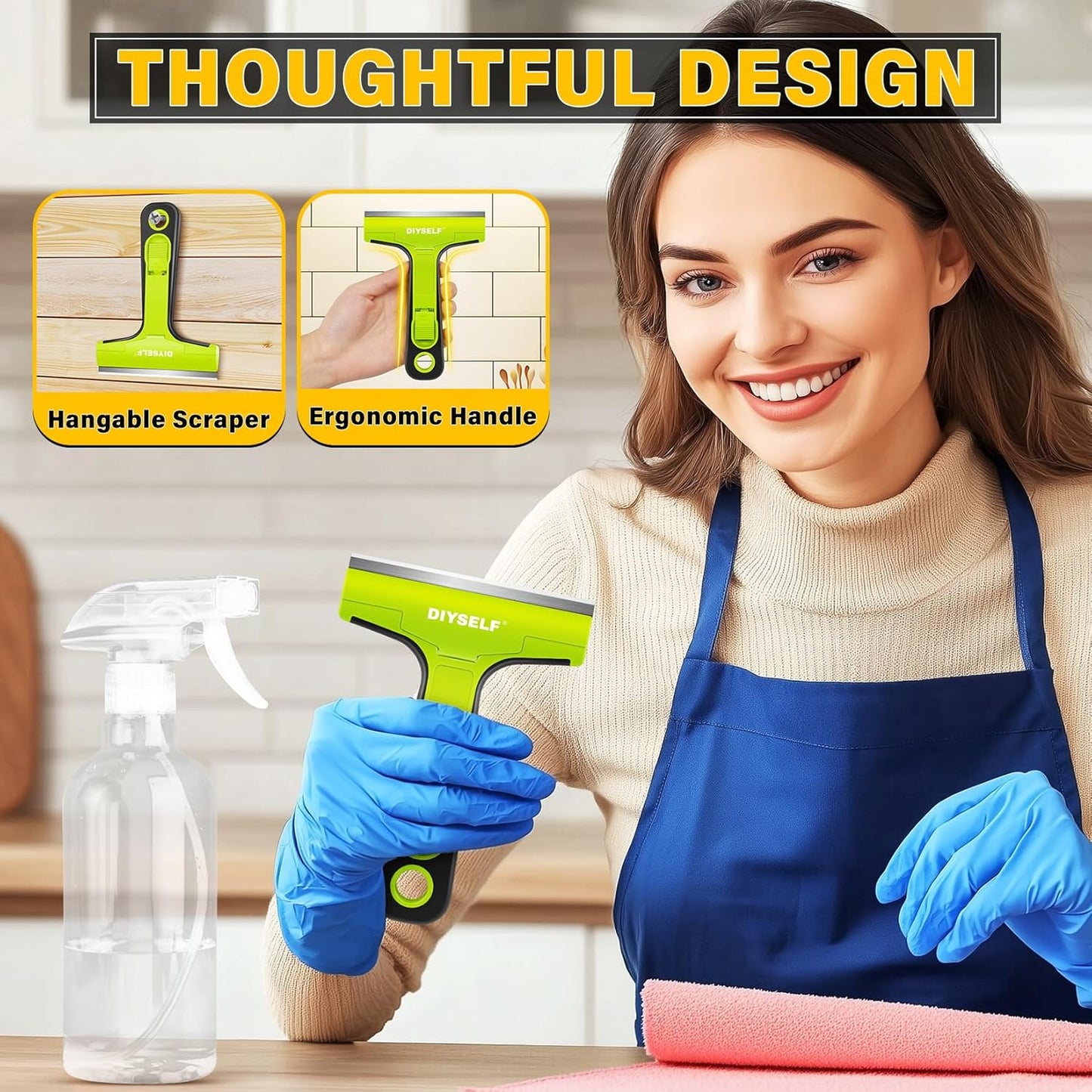 DIYSELF 1 Pack Razor Blade Scraper with 10 Extra Razor Blades, Scraper Tool, Glass Scraper for