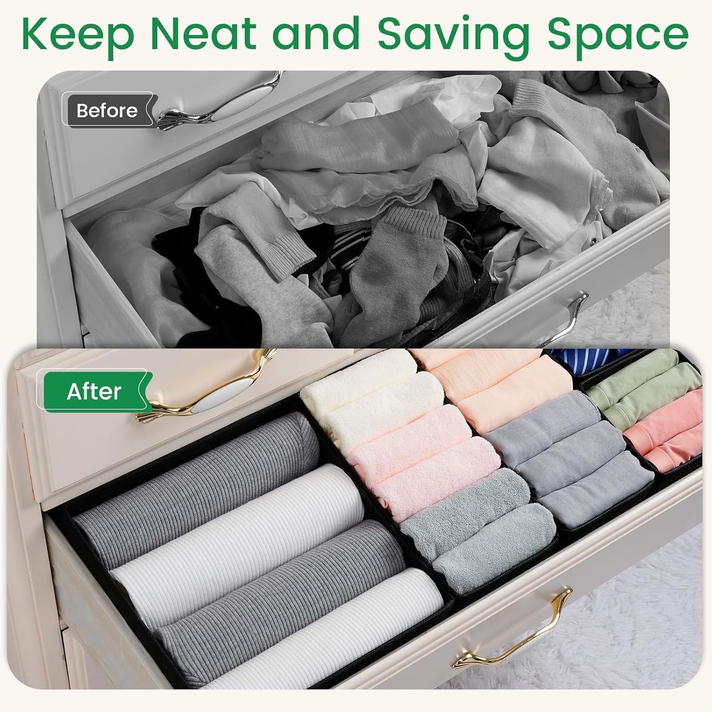 Criusia Drawer Organizer Clothes, 24 Pack Underwear Drawer Organizers, Foldable Closet Organizers