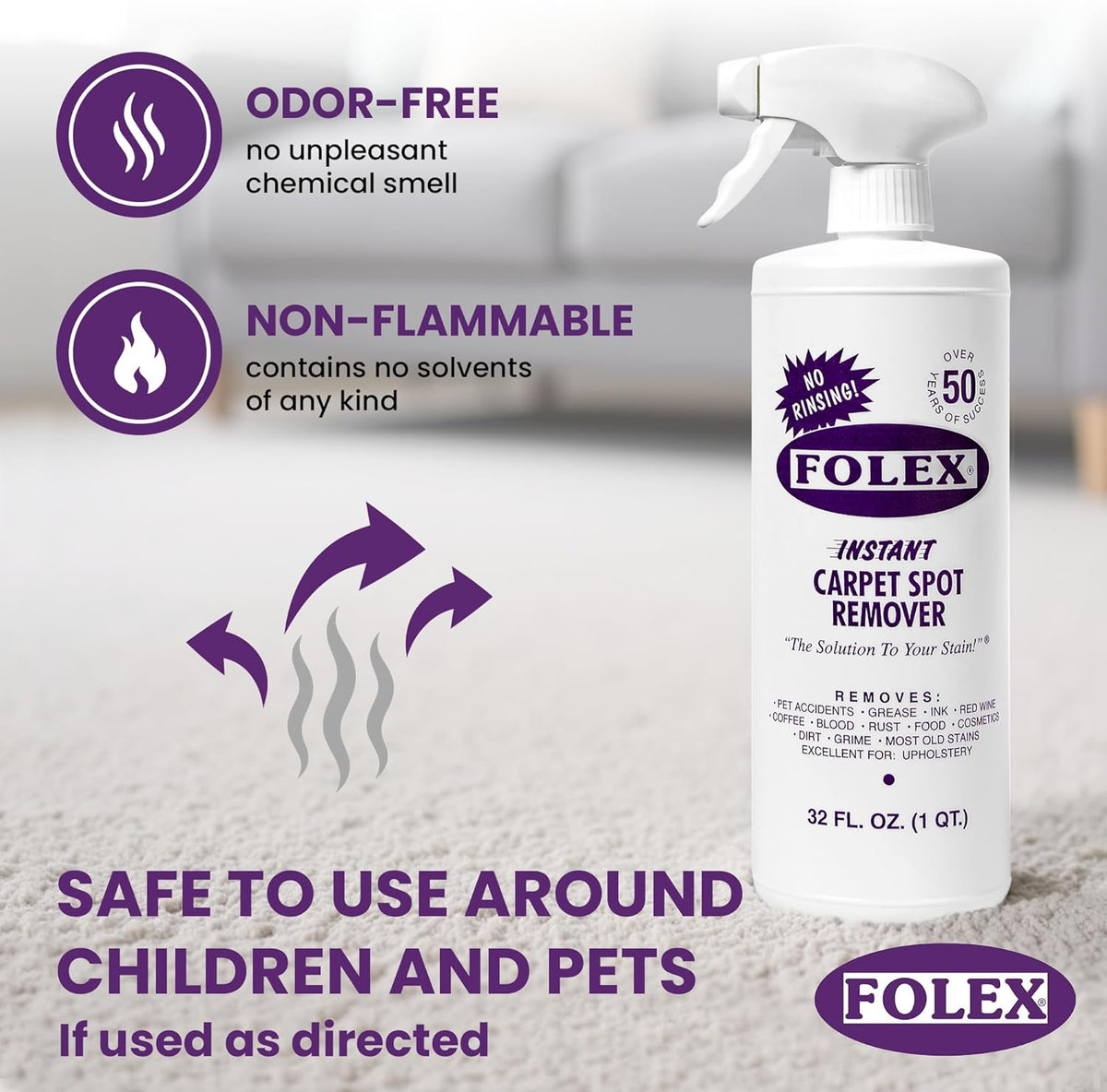 FOLEX Instant Carpet Spot Remover 128 oz - Powerful Stain Remover for Carpets, Upholstery & Rugs