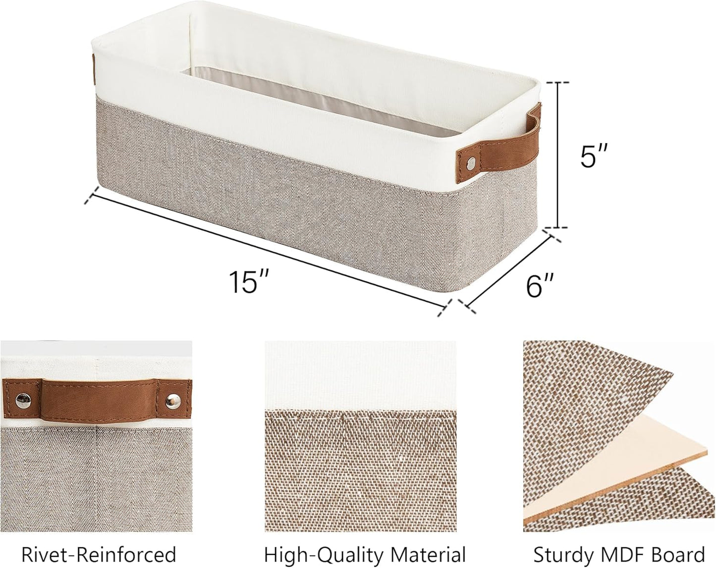 StorageWorks Narrow Storage Bins, Small Baskets for Organizing, Long Storage Basket with Handles