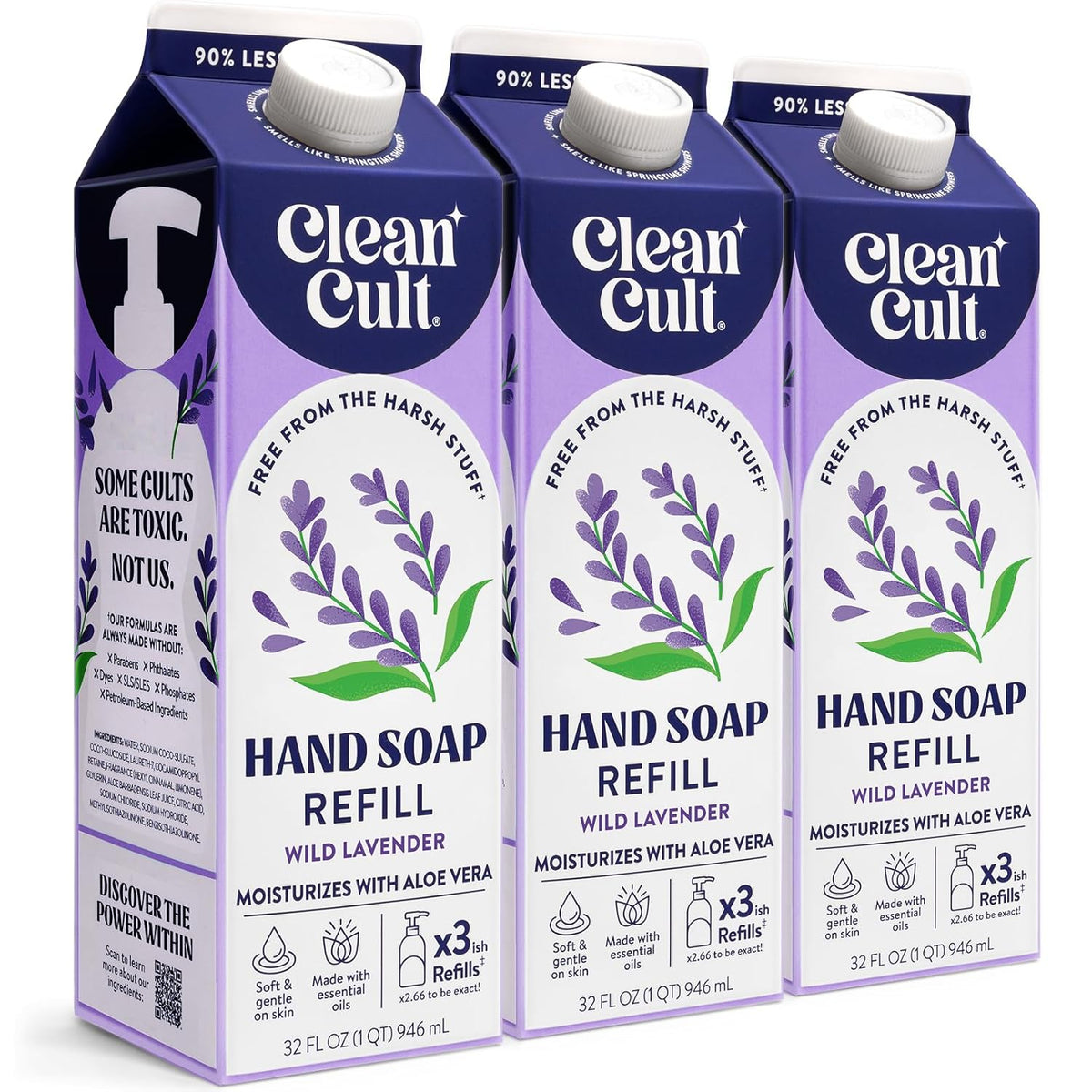 Cleancult Liquid Hand Soap Refills - Wild Lavender - Moisturizes Dry & Sensitive Skin -Made with