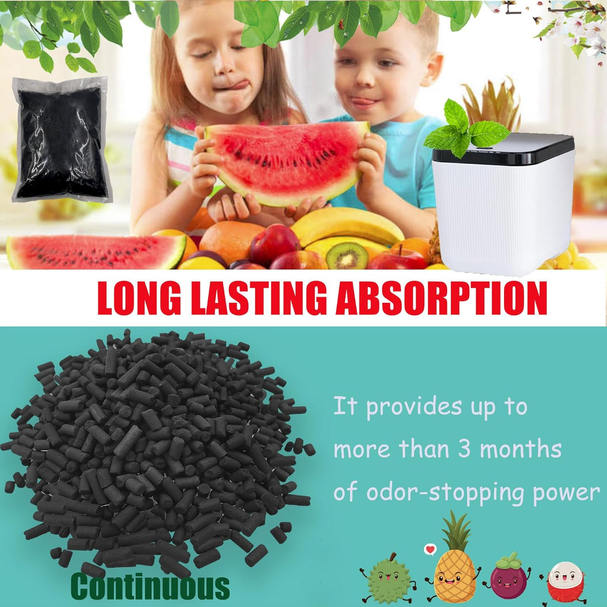 1.55 Pounds Oversized Pack Replacement Odor Absorbing Filter Refills for Smart Waste Kitchen
