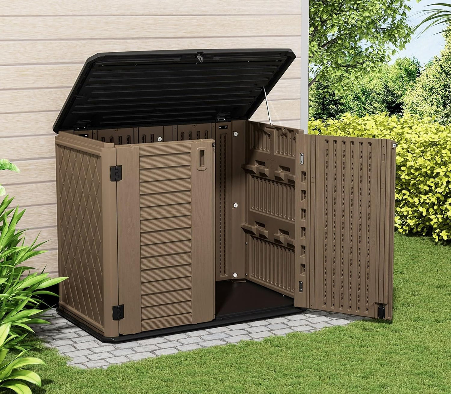 ZZM 4x2.5 FT Outdoor Storage Shed, Resin Waterproof Storage Cabinet for Garden Tools with Lockable