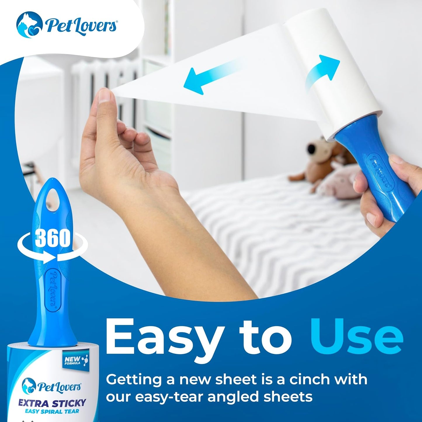 PetLovers Extra Sticky Lint Roller Mega Value Set 600 Sheets for Pet Hair Removal, Dog and Cat Lint