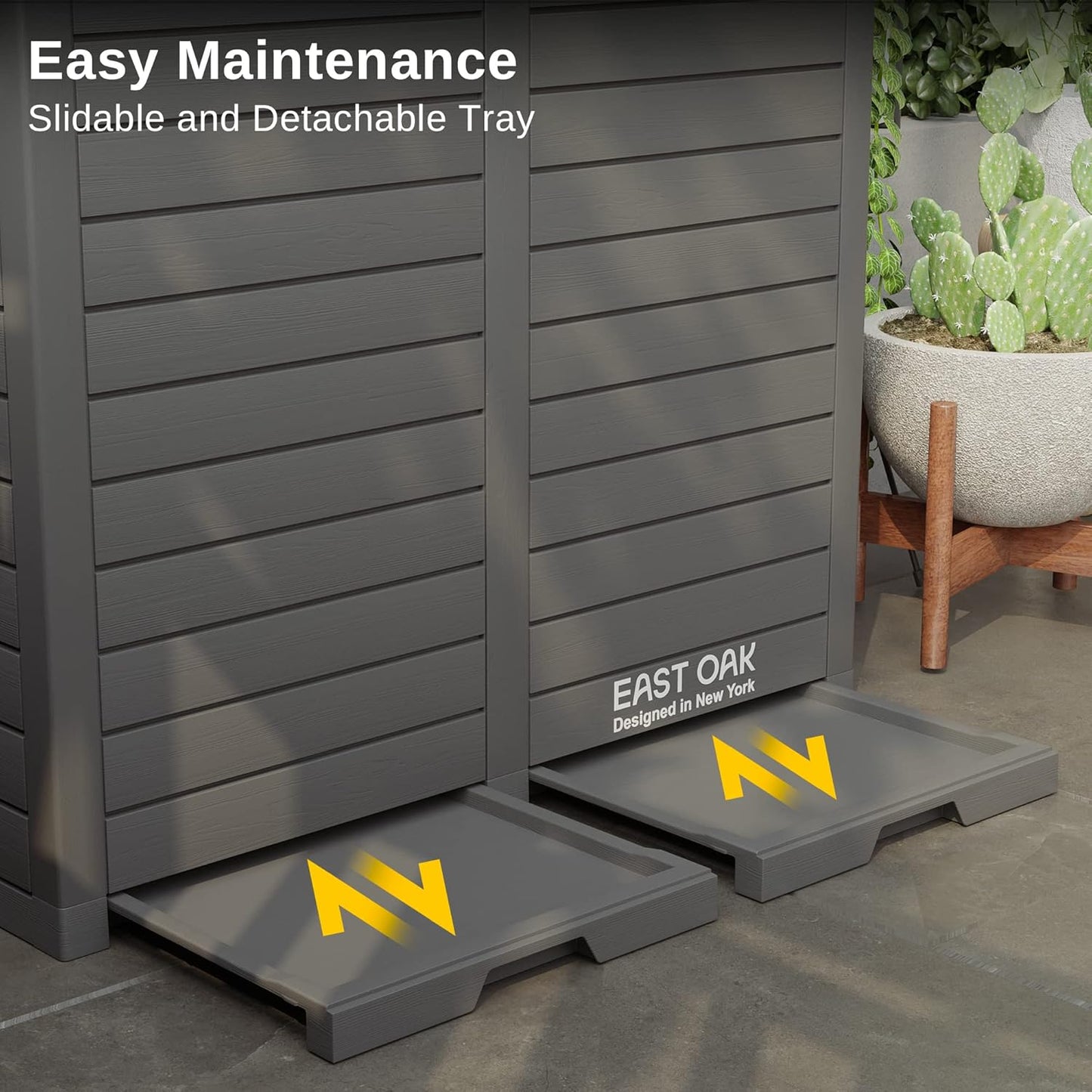 EAST OAK 76 Gallon Outdoor Trash Can | Waterproof Resin Garbage Can with Tiered Lid & Drip Tray |
