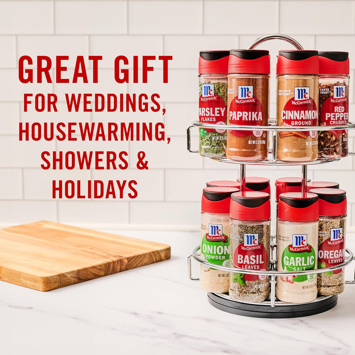 McCormick Spice Rack, Two Tier Chrome, Featuring 16 Herbs & Spices for Everyday Cooking, Great Gift