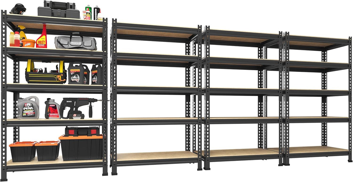 PrimeZone Storage Shelves 4 Pack 5 Tier Adjustable Garage Storage Shelving, Heavy Duty Metal