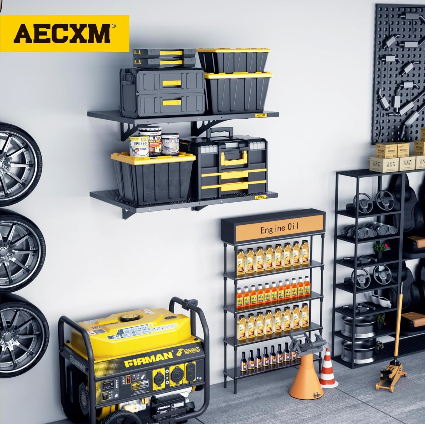 2-Pack 1.64x4ft Adjustable Garage Wall Shelving 560lbs Load Capacity Heavy Duty Wall Mounted