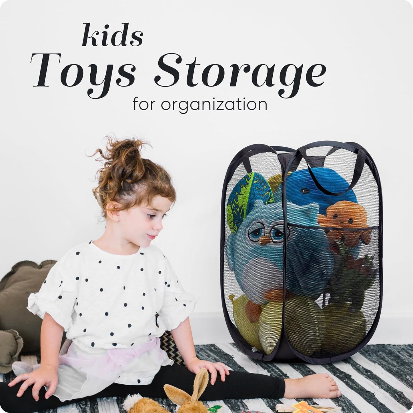 Handy Laundry Collapsible Mesh Pop Up Hamper with Wide Opening and Side Pocket - Breathable