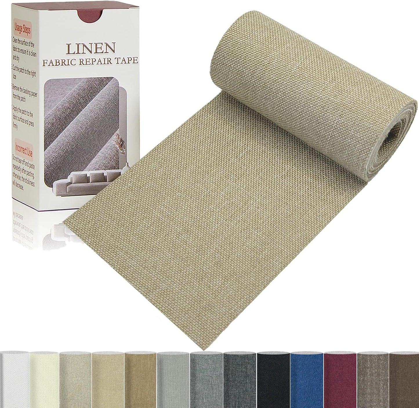 Linen Repair Tape 4x70 Inch Self-Adhesive Couch Patch Repair Fabric Patch for