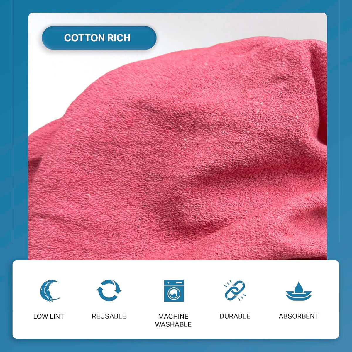 Angel-in-Armor Red Shop Towels (14”x14”) – 500 Unit Box of Lint-Free Cotton Shop Towel Cleaning