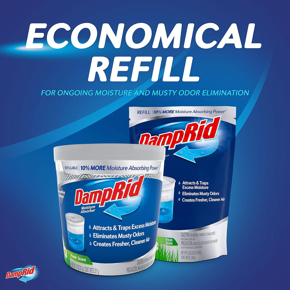 DampRid Refill Bag, 4-Pack - Fresh Scent Moisture Absorbers for Rooms with Excess Humidity