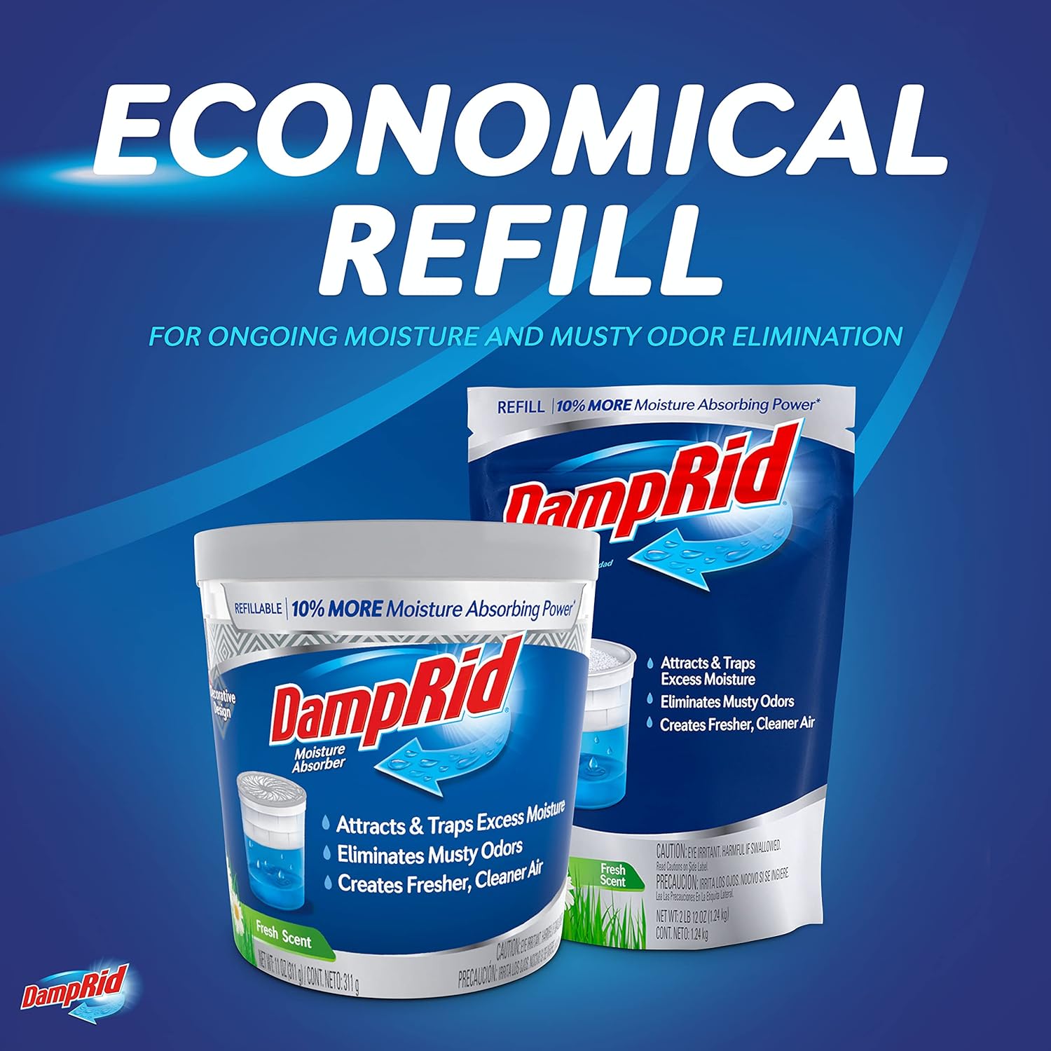 DampRid Refill Bag, 4-Pack - Fresh Scent Moisture Absorbers for Rooms with Excess Humidity