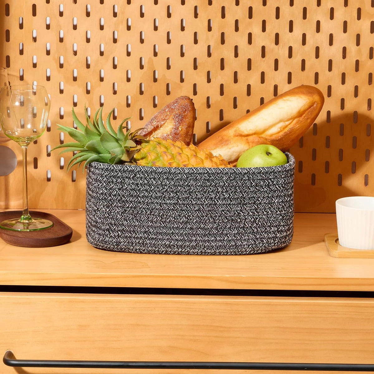Small Storage Baskets for Organizing | Closet Organizer Bins | Shelf Toy Basket | Woven Rope