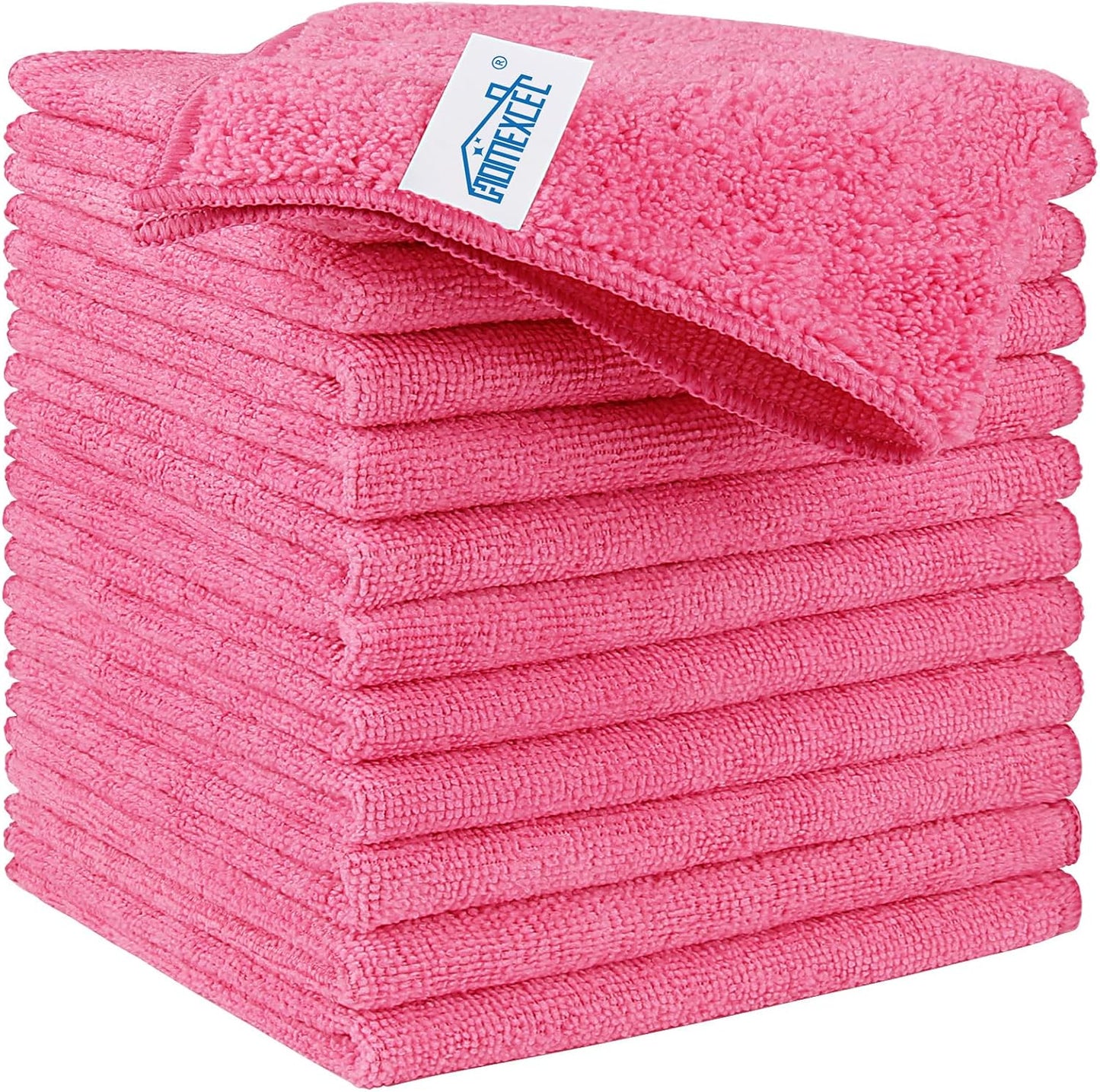 HOMEXCEL Pink Microfiber Cleaning Cloth, 12 Pack Premium Microfiber Towels for Cars, Lint Free