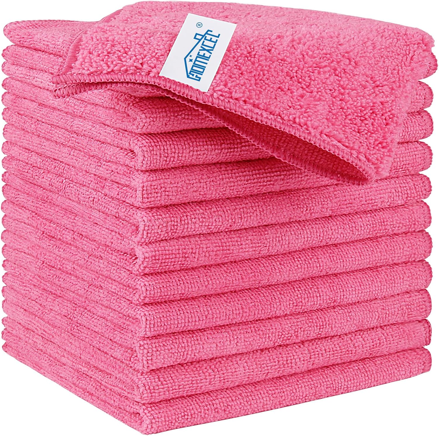 HOMEXCEL Pink Microfiber Cleaning Cloth, 12 Pack Premium Microfiber Towels for Cars, Lint Free