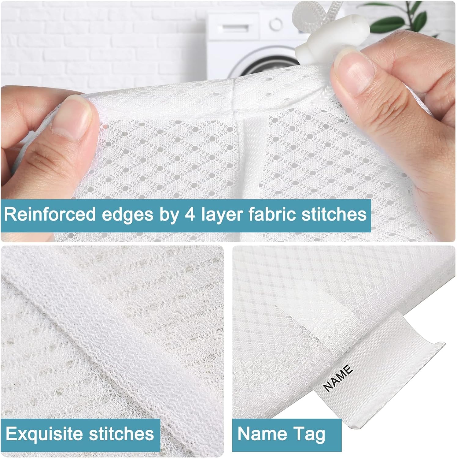 Polecasa Diamond Mesh Laundry Bags, 2Pcs 24 x 36 inches Heavy Duty Mesh Laundry Bag with ID Tag and