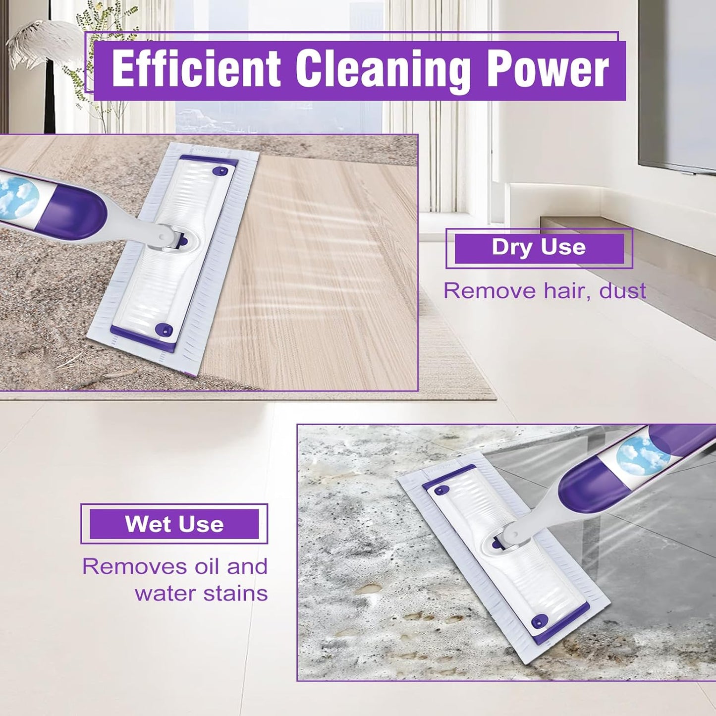 60 Pack Disposable Power Mop Refills Pads Compatible with Swiffer Power Mop,Spray Wet Pads