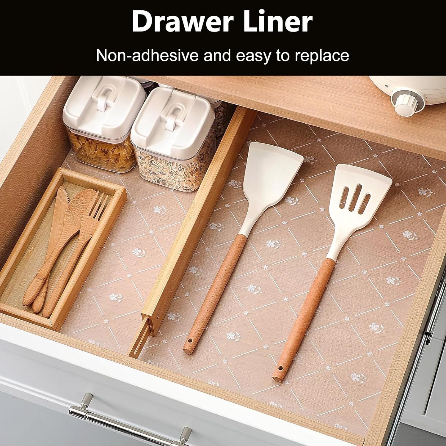 INNOLITES Shelf Liners for Kitchen Cabinets, Non Adhesive Drawer Cabinet Liner, Waterproof