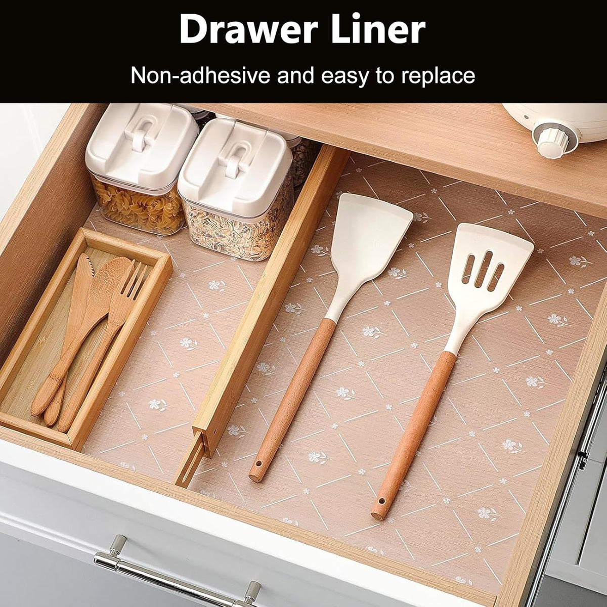 INNOLITES Shelf Liners for Kitchen Cabinets, Non Adhesive Drawer Cabinet Liner, Waterproof