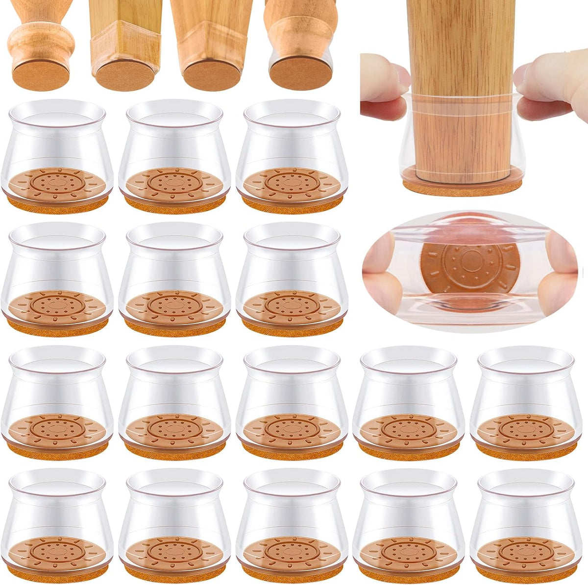 24 Pcs Extra Large Chair Leg Floor Protectors, Silicone Chair Leg Protectors for Hardwood Floors