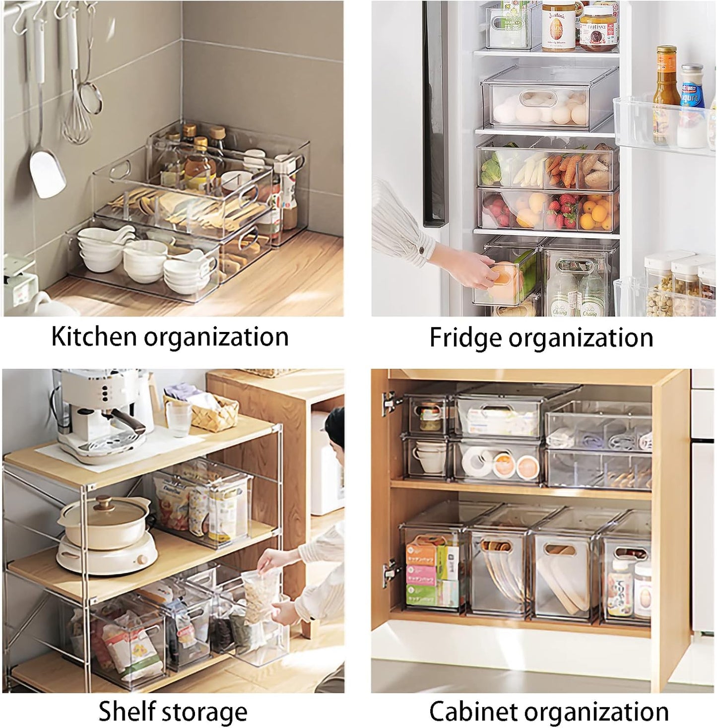 MineSign 7 pack Stackable Refrigerator Organizer Bins Pull-Out Drawers for Fruit and Veggies