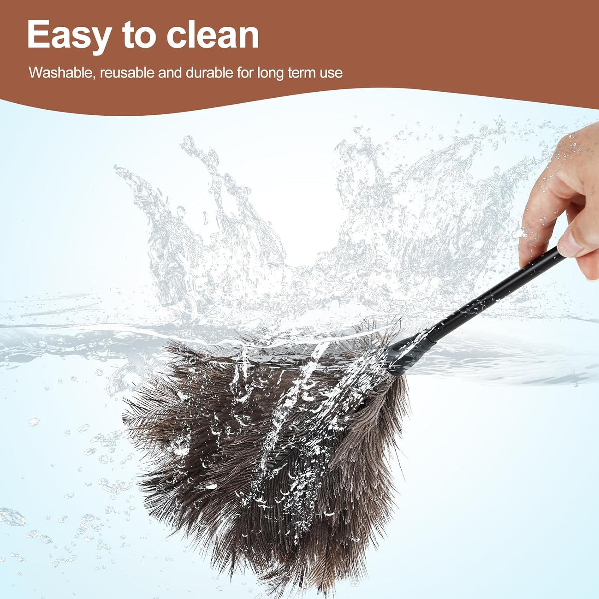 Ostrich Feather Duster-14.9 Inch Mini Natural Feathers Dusters with Plastic Handle Reusable