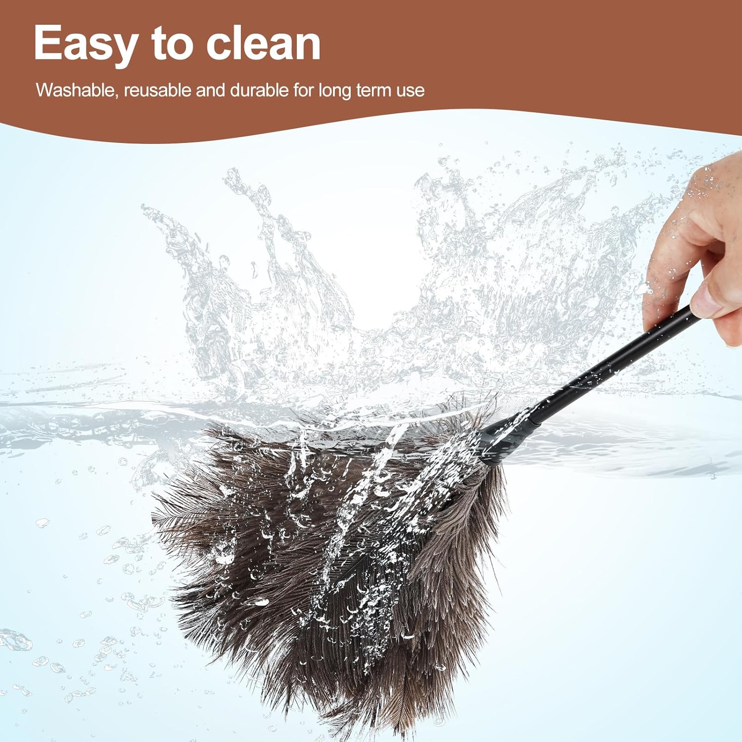 Ostrich Feather Duster-14.9 Inch Mini Natural Feathers Dusters with Plastic Handle Reusable