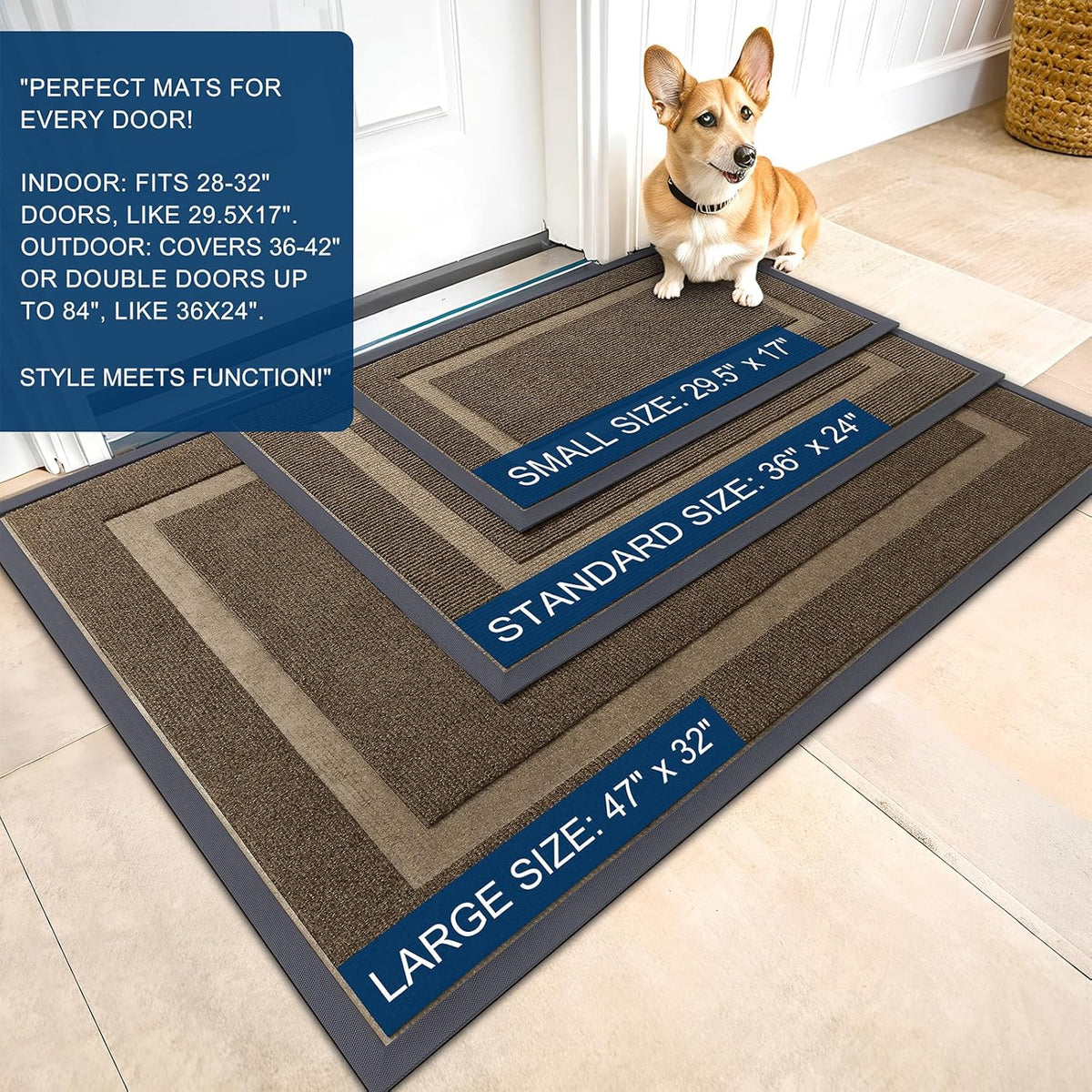 OLANLY Front Door Mat Indoor Outdoor Entrance, Waterproof All-Season, All-Weather Doormat, Sturdy