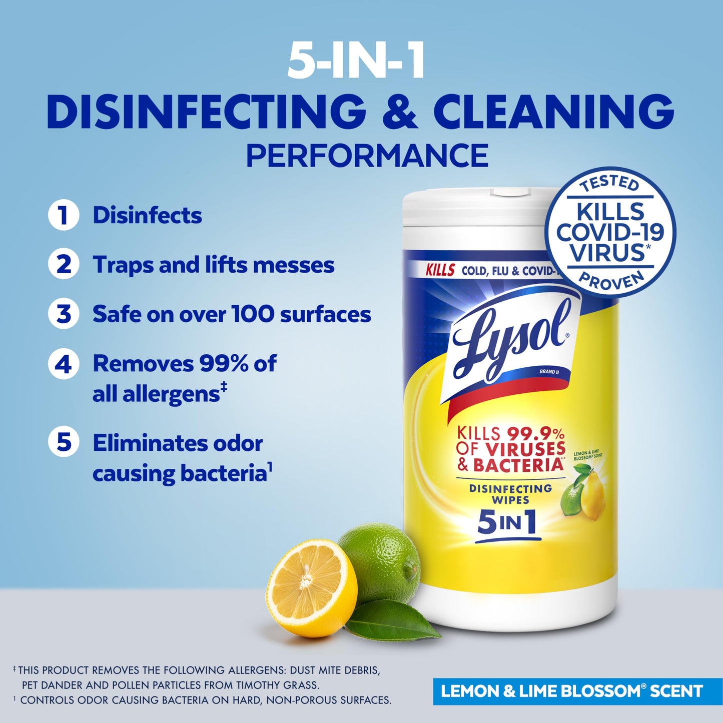 Lysol Disinfecting Wipes, Multi-Surface Cleaner, Lemon, 80 ct.