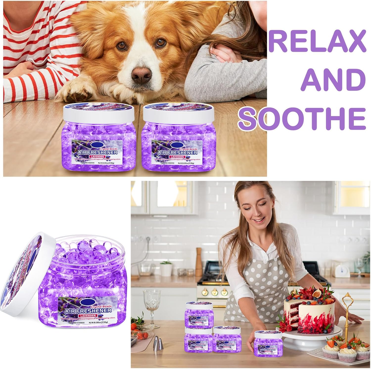 6 Pcs Air Freshener Gel Beads Bulk Odor Eliminator Beads Odor Removing Gel for Home, Bathrooms