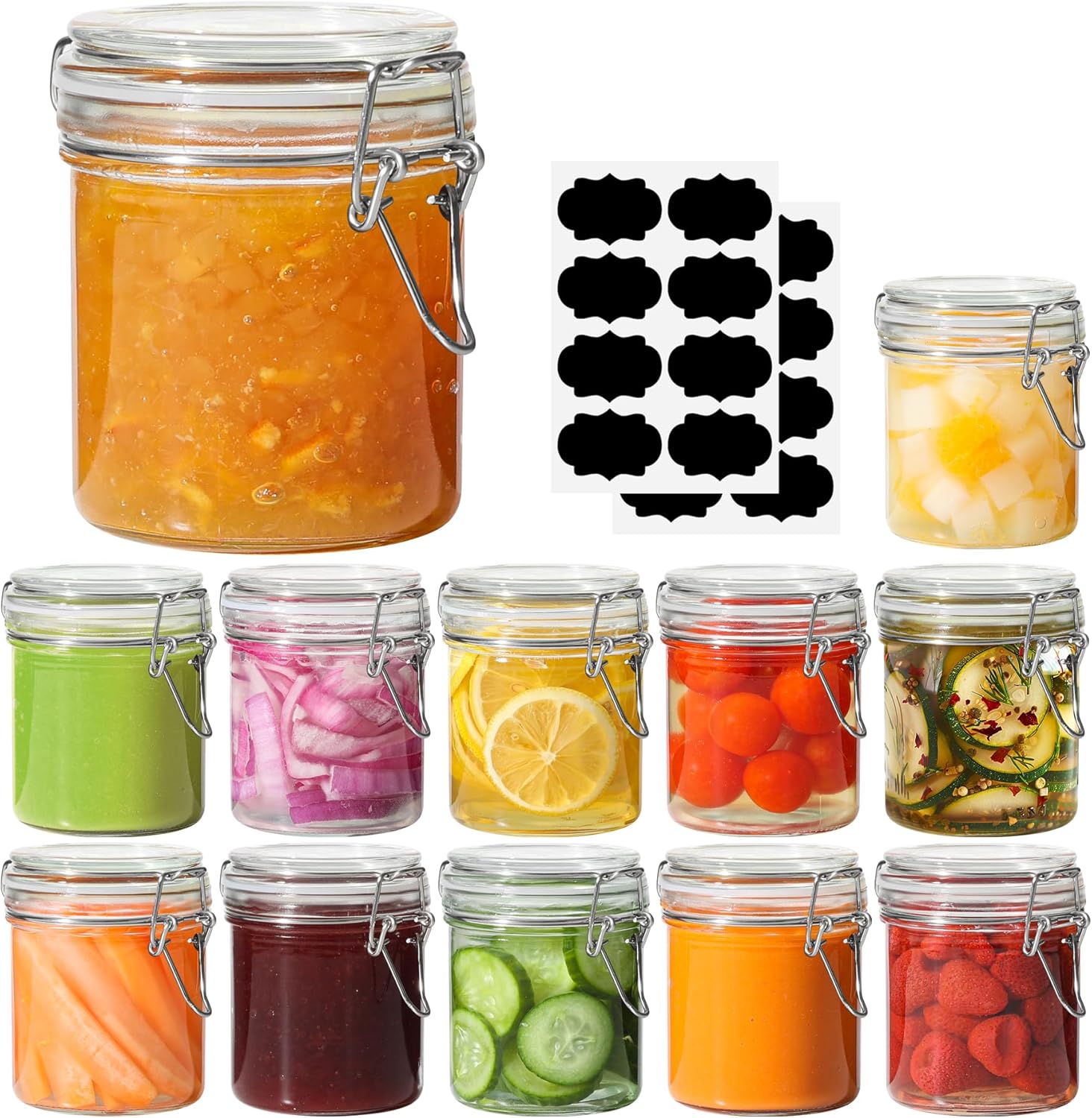ComSaf 8oz Small Airtight Glass Jars Set of 12 with Lid Food Storage Jar Round, Mini Storage