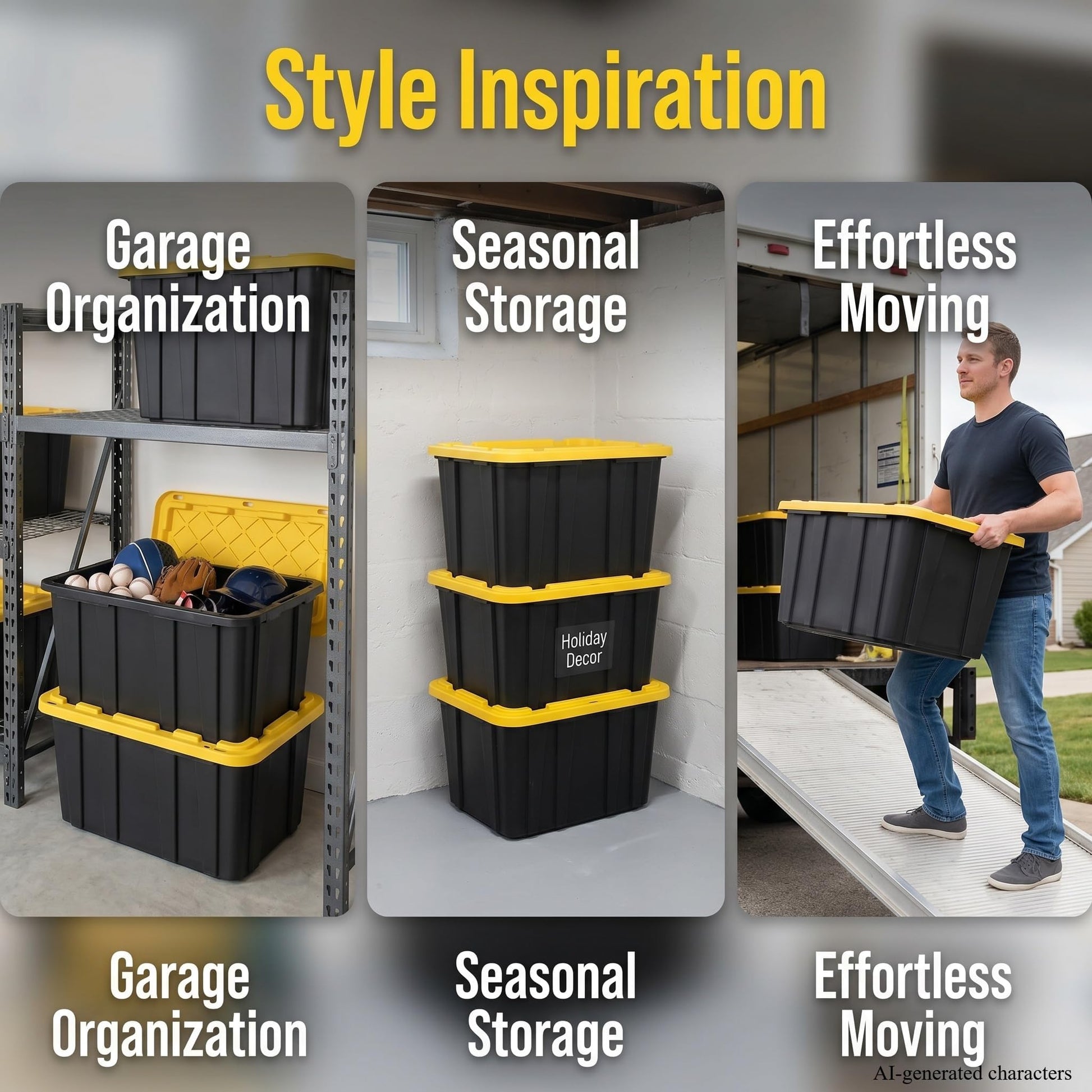 CLMSTE 6 Pack 27 Gallon Heavy Duty Storage Bins with Snap Lids, Durable Plastic Storage Totes with