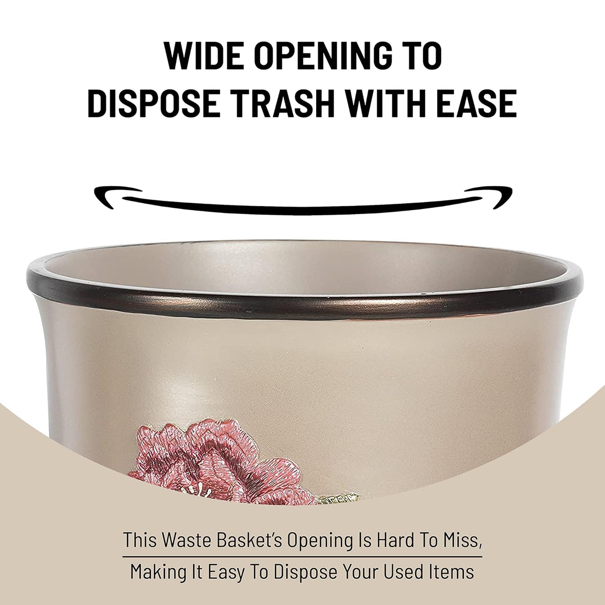 Zahari Home Decorative Trash Can for Bathroom, Office & Bedroom - 2.1 Gallons Stylish & Small Trash