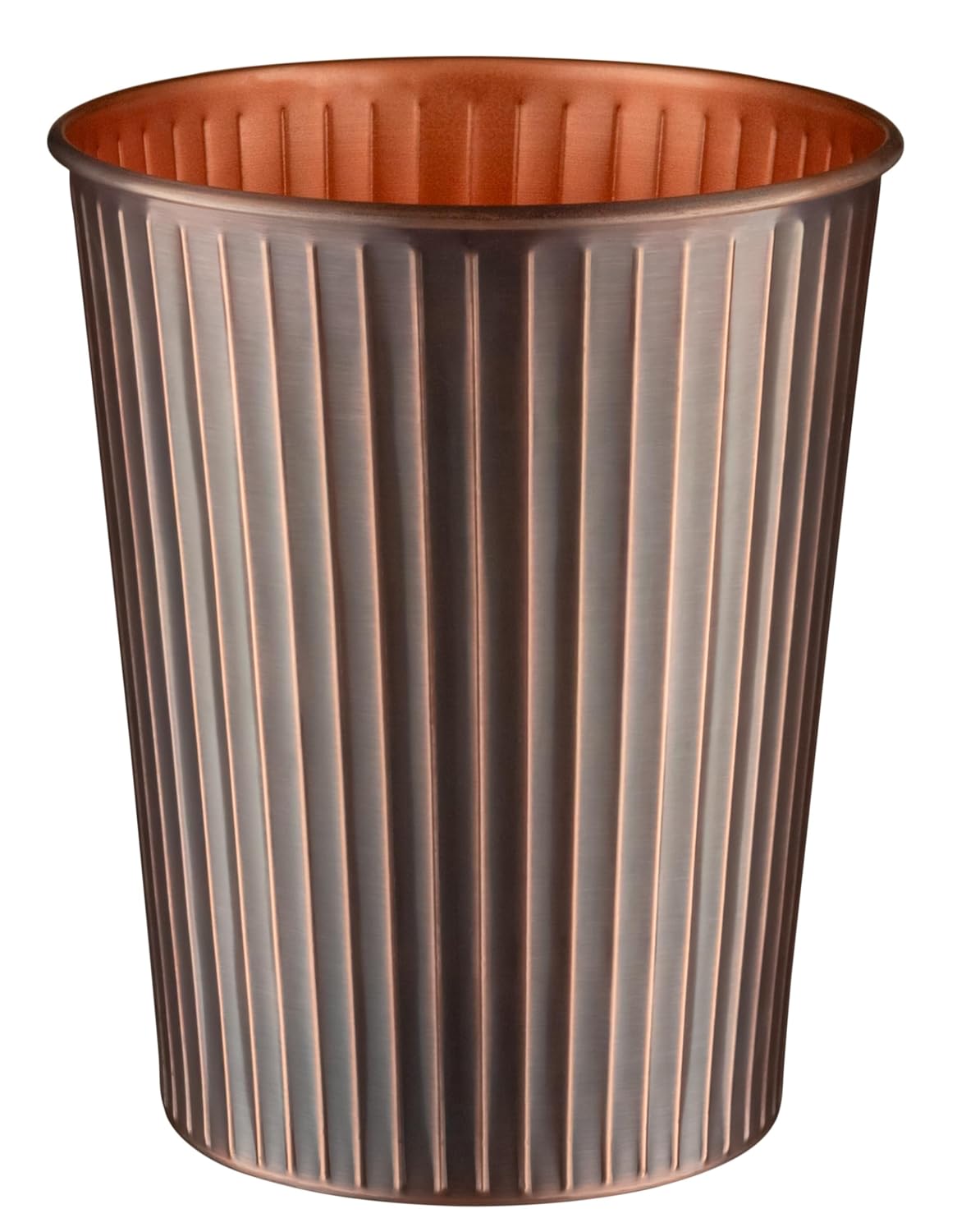 Monarch Abode Antique Copper Handcrafted Ridge Embossed Metal Wastebasket for Home Office