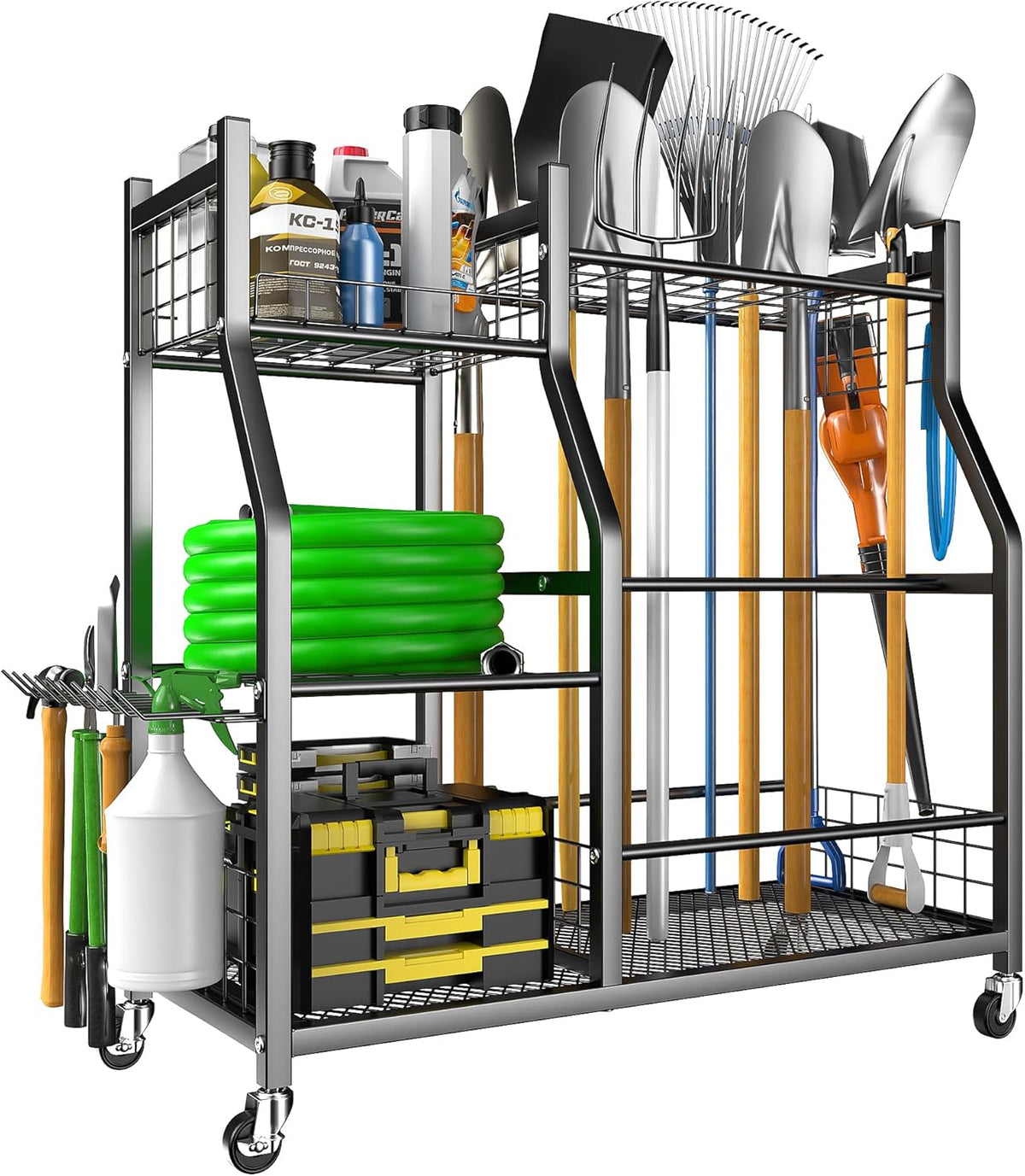EVERHANGER Garden Tool Organizer Stand, Garage Tool Storage Organization, Yard Tool Racks with