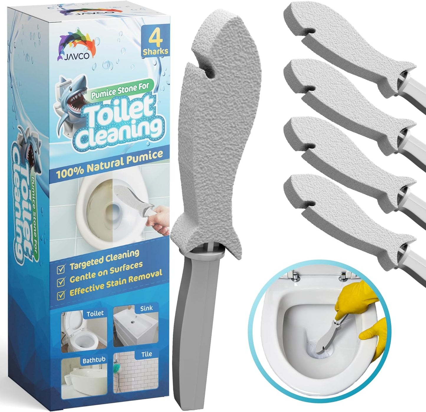4 Pack Pumice Stone for Toilet Cleaning | Toilet Pumice Stone with Handle | Pumice for Cleaning |
