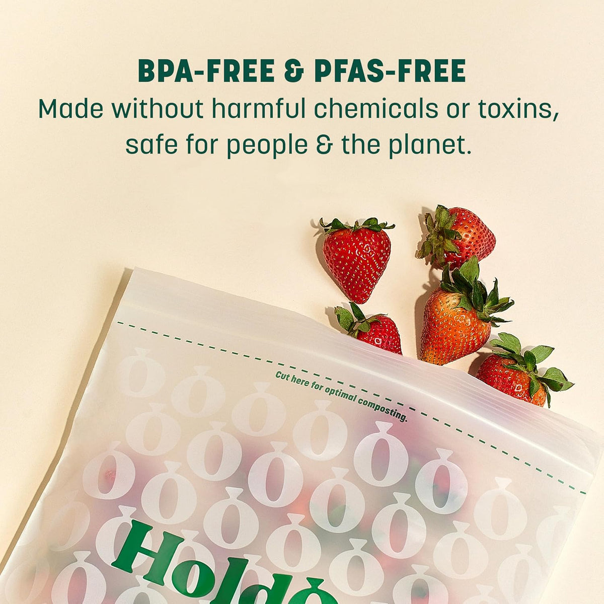 HoldOn Zipseal Gallon Bags - Compostable, PFOA-Free, BPA-Free, Food-Safe Zip Seal Food Storage