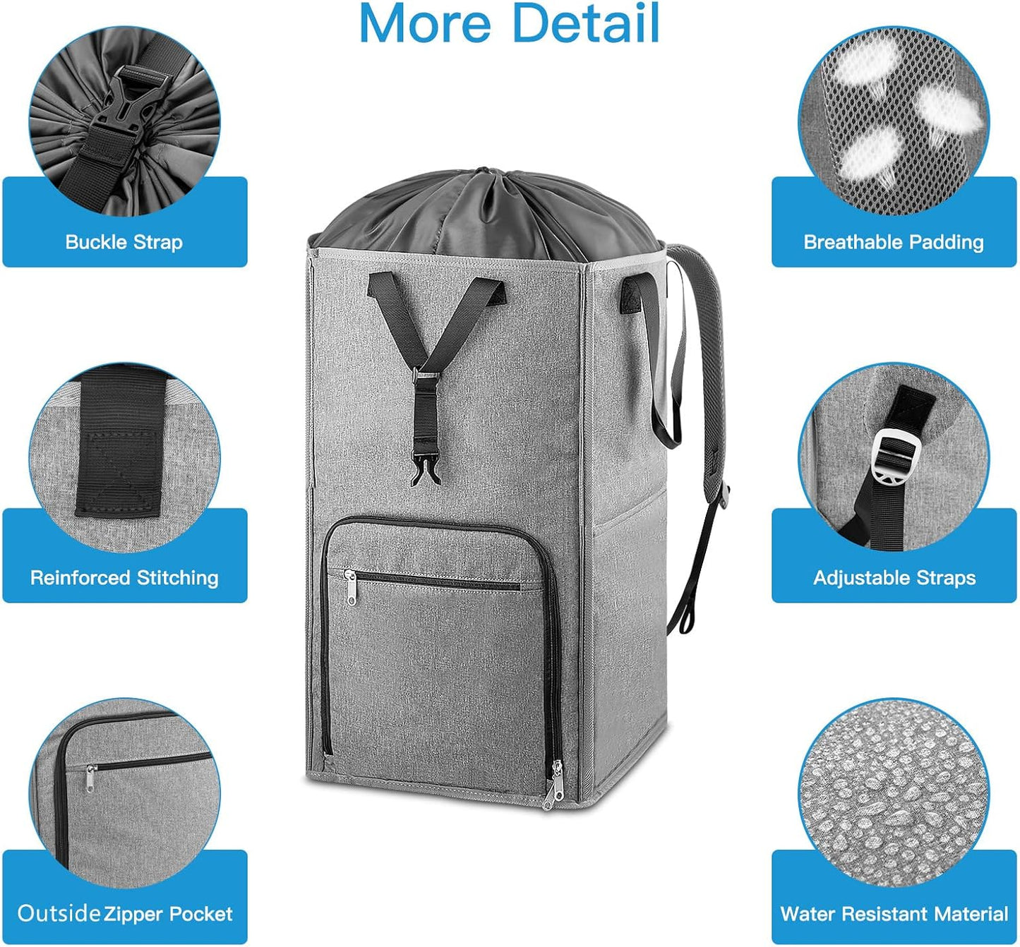 Laundry Backpack Bag, Bukere Extra Large 2 in 1 Laundry Hamper Basket for College Students Dorm