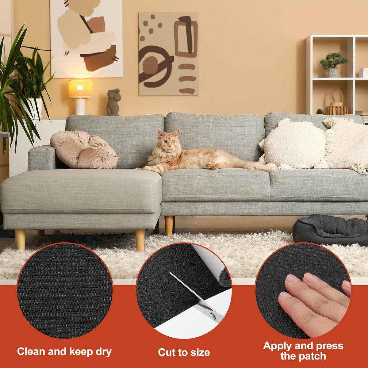 PATIKIL 70x4.4 Inch Linen Repair Tape, Repair Fabric Patch Self Adhesive Couch Patch Line Repair