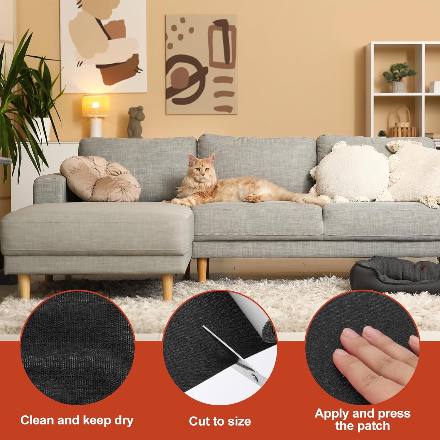 PATIKIL 70x4.4 Inch Linen Repair Tape, Repair Fabric Patch Self Adhesive Couch Patch Line Repair