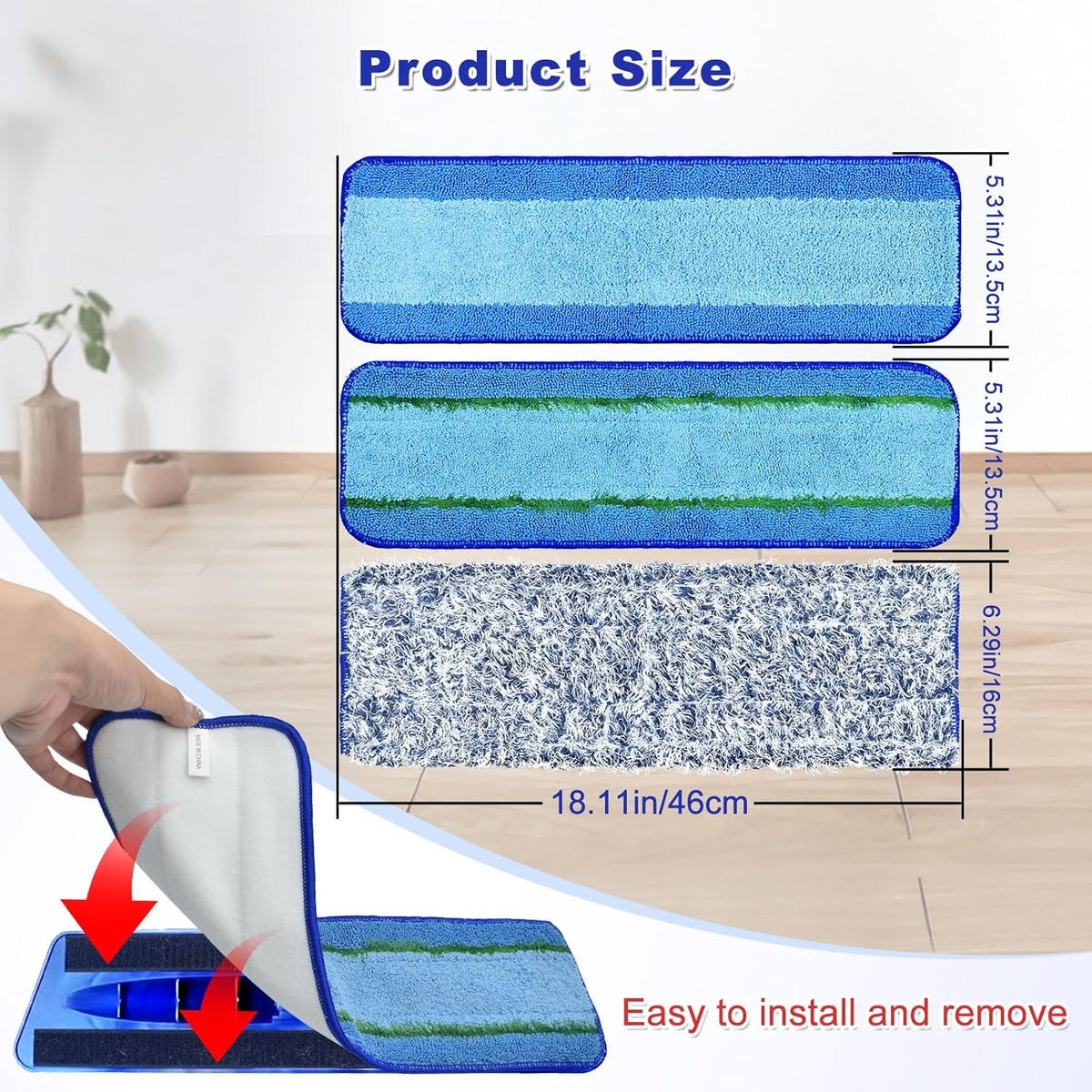 6 Pack Microfiber Cleaning Replacement Pad for Bona Mop,Washable Reusable Microfiber Cleaning Mop
