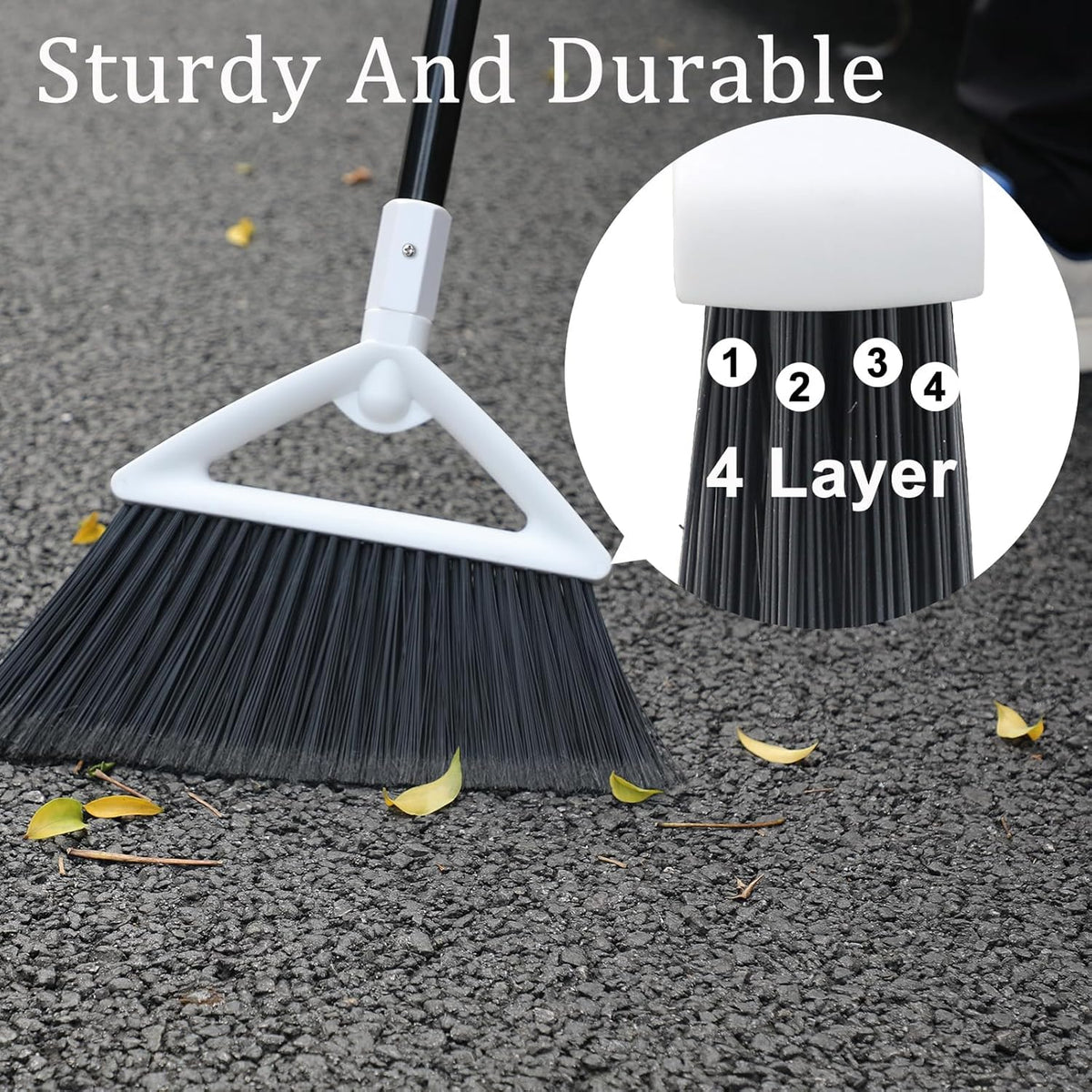 4 Pack Outdoor Indoor Broom, Brooms for Sweeeping Indoor, Heavy-Duty Kitchen Broom with Long Pole