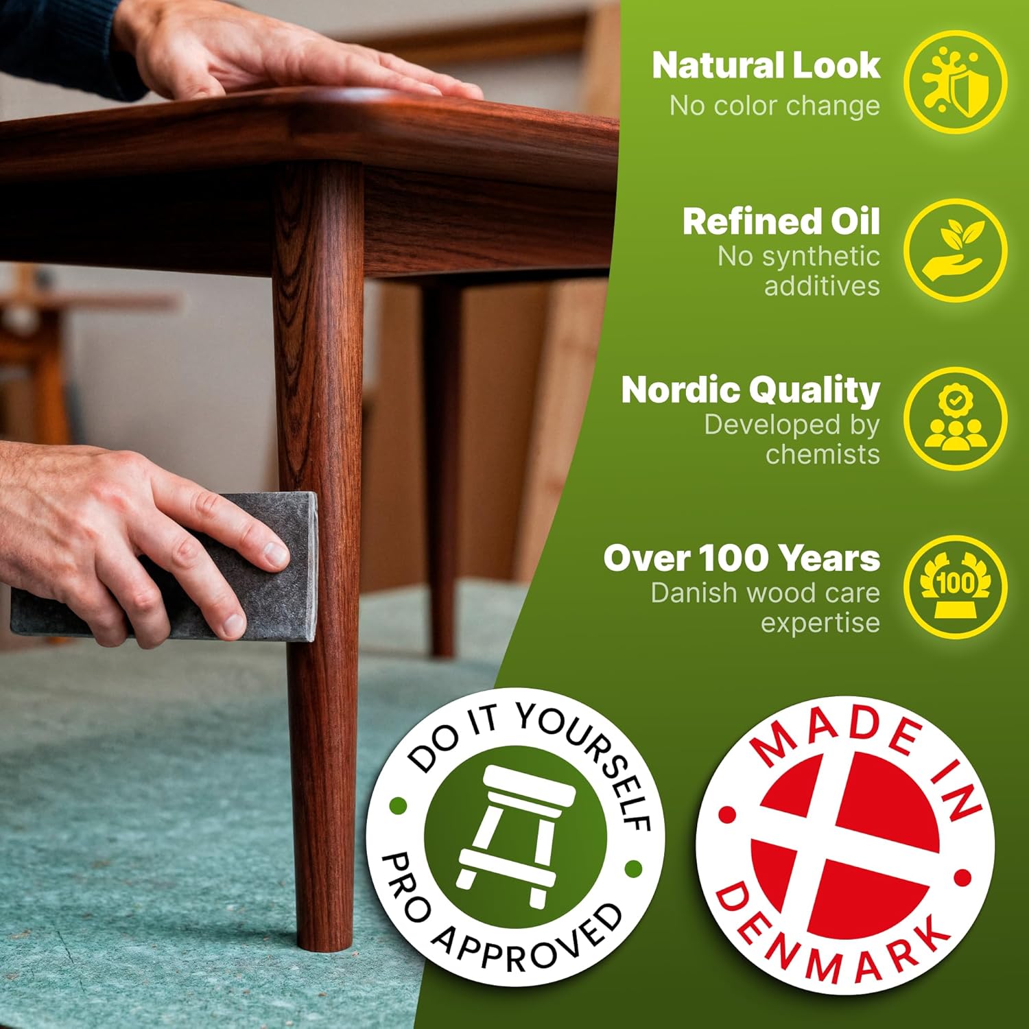 Nordicare Wood Oil Colorless - Premium Walnut Oil, Teak Oil, Wood Oil Furniture for Oak, Beech