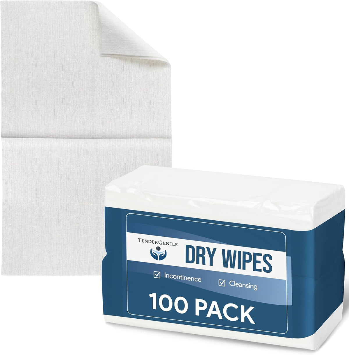 Dry Wipes for Adults - 2 Pack of 100 Unscented Disposable Washcloths - 10" x 13" Non Woven Wipes