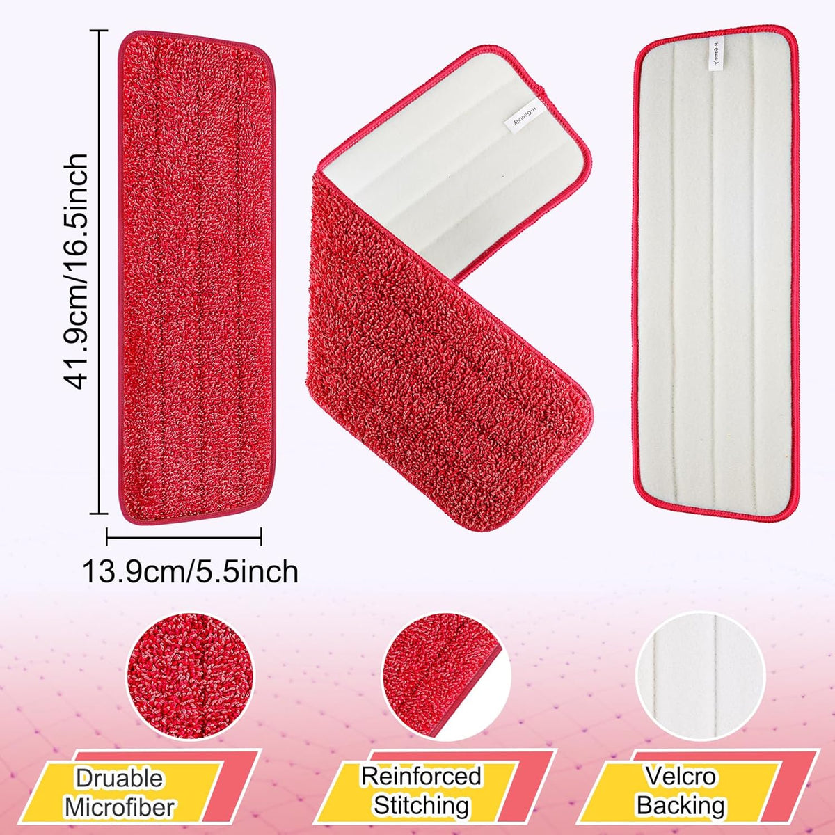 16.5 inch Reusable Mop Pads Microfiber Spray Mop Replacement Heads for Wet/Dry Mops Compatible with