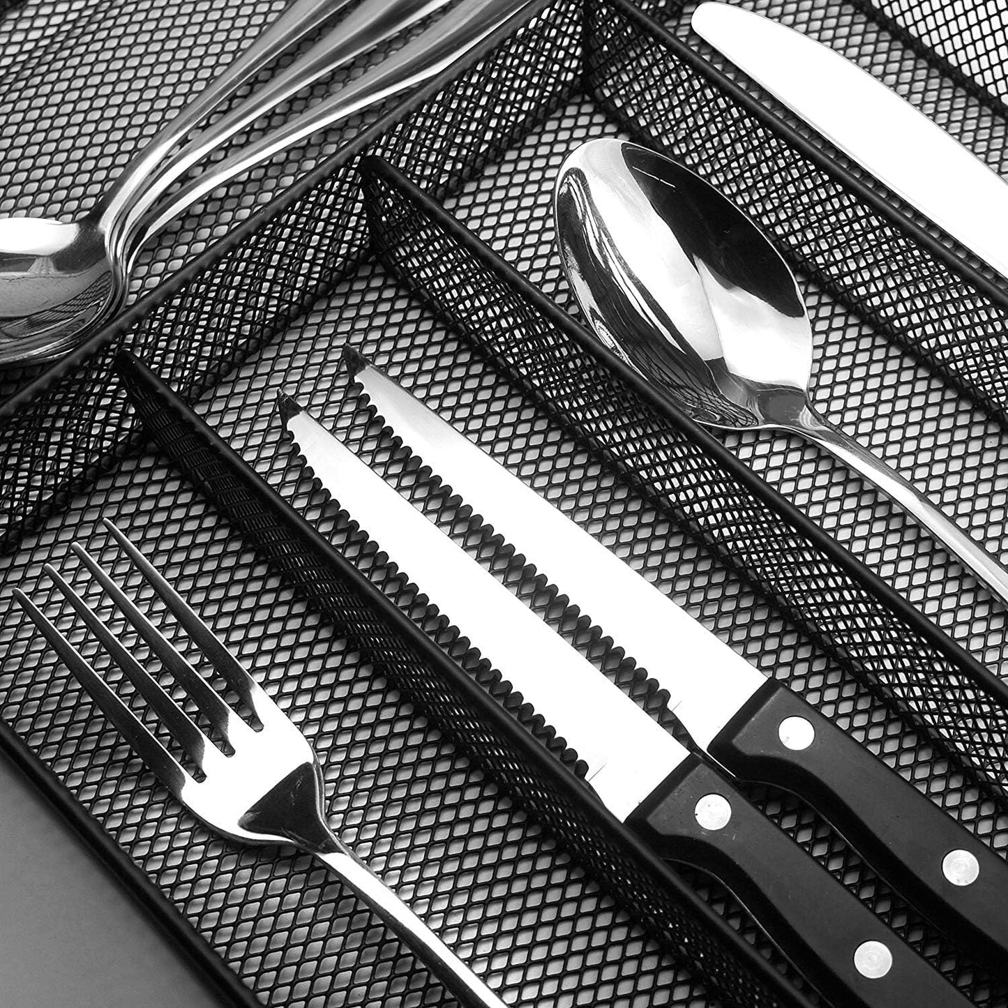 Silverware Organizer Metal Mesh, Large Drawer Organizer, Utensil Cutlery Tray for kitchen drawers
