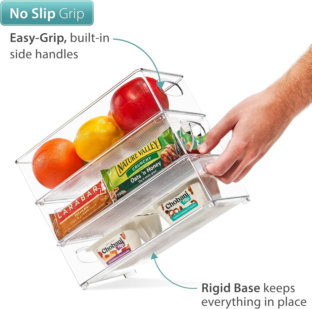 Sorbus Stackable Refrigerator Organizer Bins - Clear Storage Bins for Kitchen Pantry, Freezer &