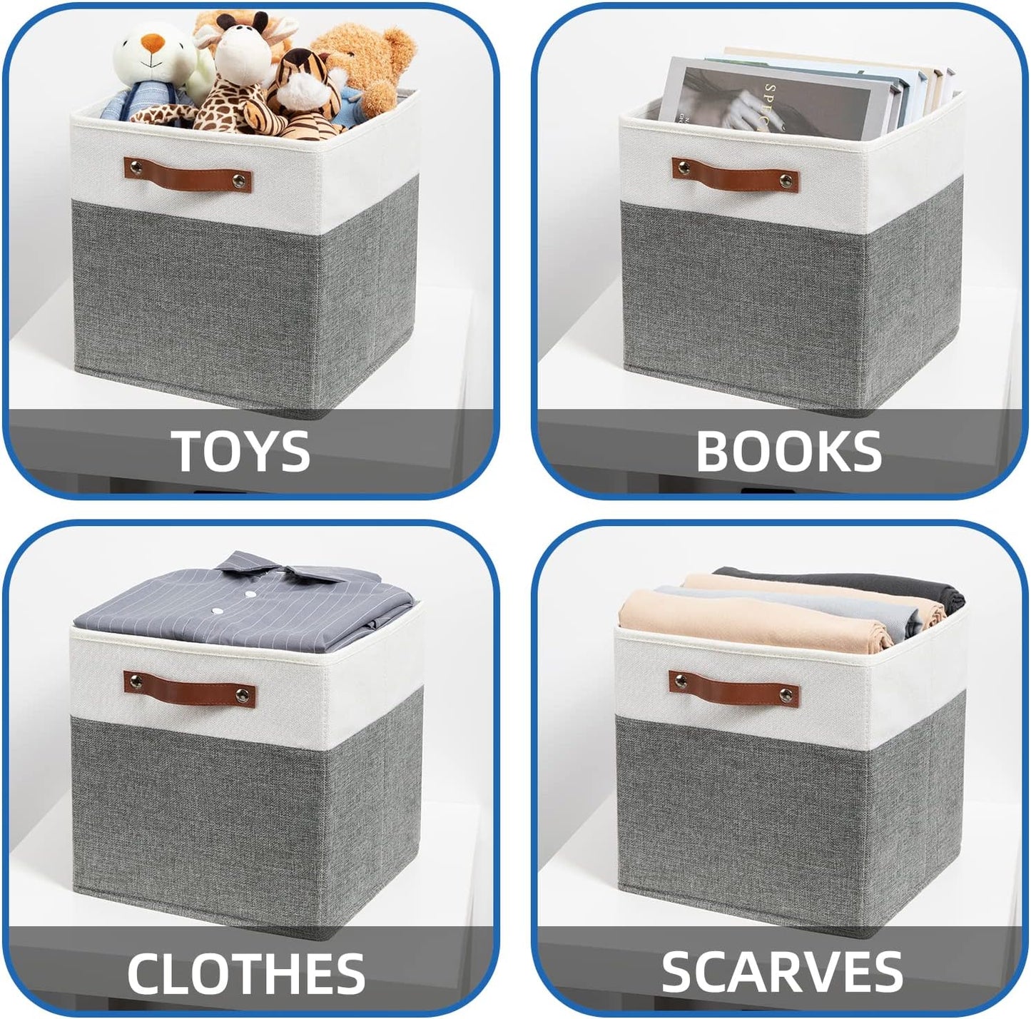 Temary Storage Cubes 12ﾗ12 Fabric Cube Storage Bins Foldable Storage Baskets with Handles