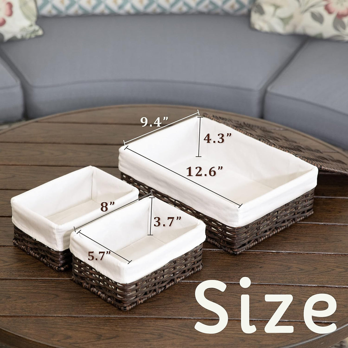 Baskets for Organizing, Undershelf Wicker Storage, Hand Woven Organizer for Closet Organization